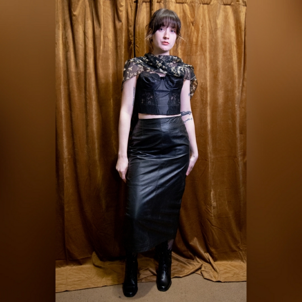 Black Leather Maxi Skirt